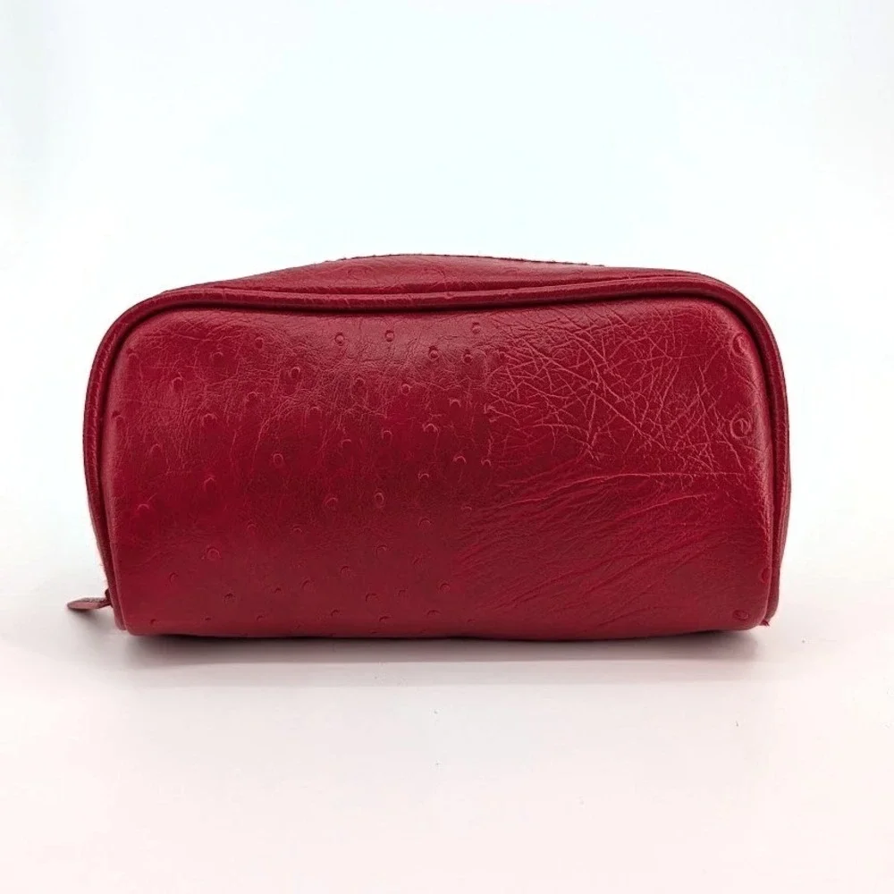 Parfums‎ Amarige de Givenchy Red Ostrich Embossed Faux Leather Cosmetic Bag